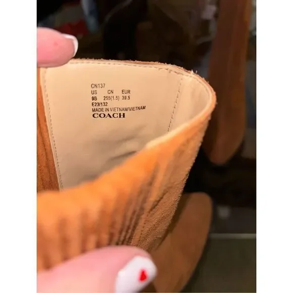 Coach Prestyn CN137 Women's Size 9B Bootie Burnished Amber Suede Ankle Boots NEW - Picture 7 of 8